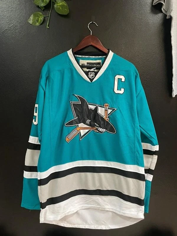Reebok NHL Hockey Jersey Thornton 19 San Jose Sharks Vintage Blue Blokecore Y2K